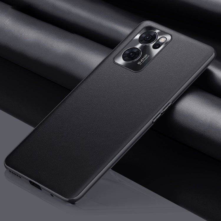 For OPPO Reno7 Plain Skin Leather Phone Case