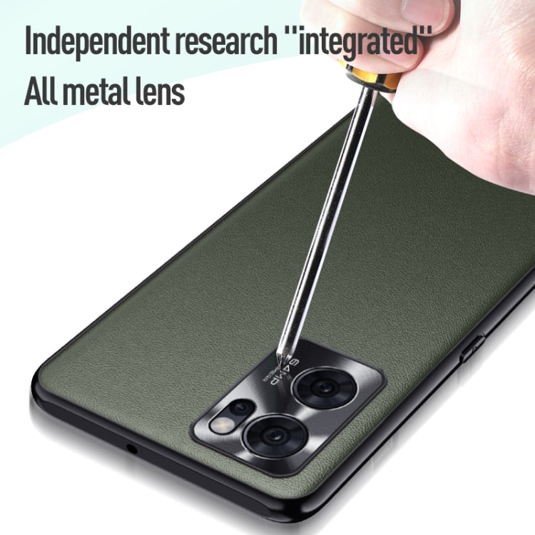 For OPPO Reno7 Plain Skin Leather Phone Case