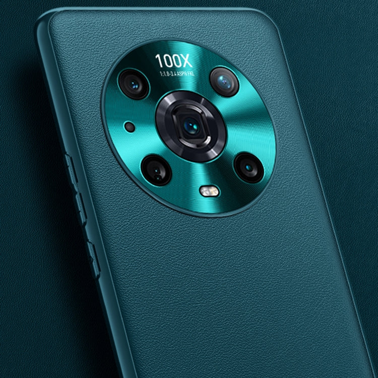 For Honor Magic4 Pro Plain Skin Leather Phone Case