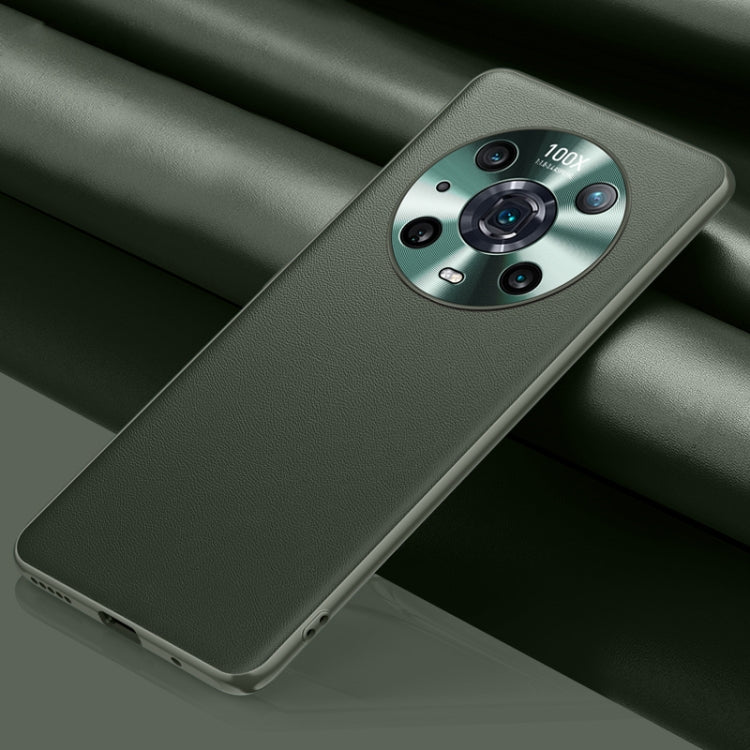 For Honor Magic4 Pro Plain Skin Leather Phone Case