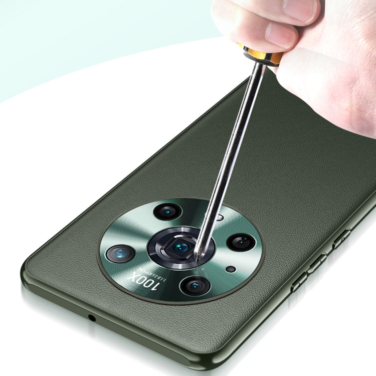 For Honor Magic4 Pro Plain Skin Leather Phone Case