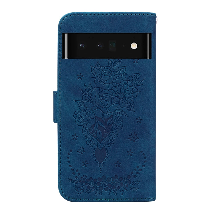 For Google Pixel 6 Pro Butterfly Rose Embossed Leather Phone Case