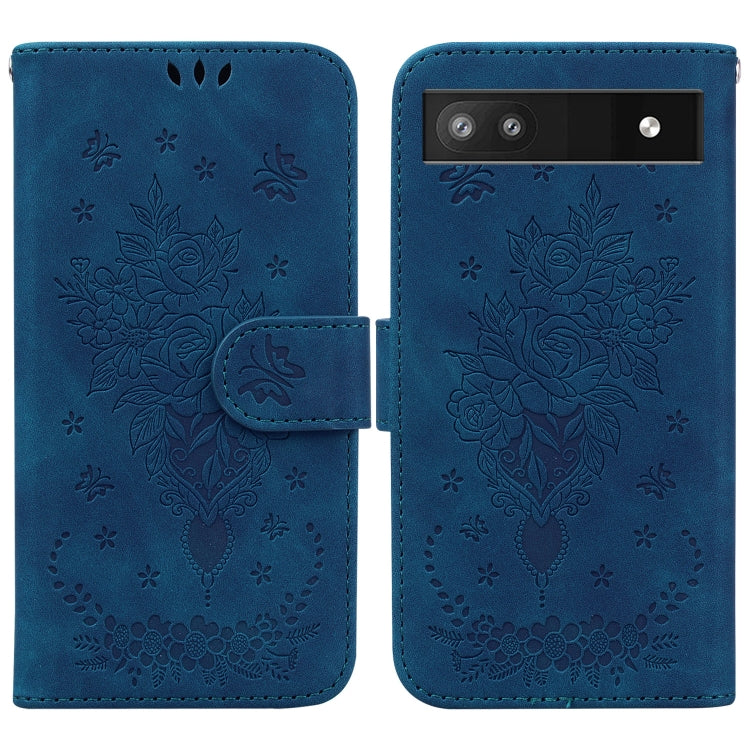 For Google Pixel 6a Butterfly Rose Embossed Leather Phone Case