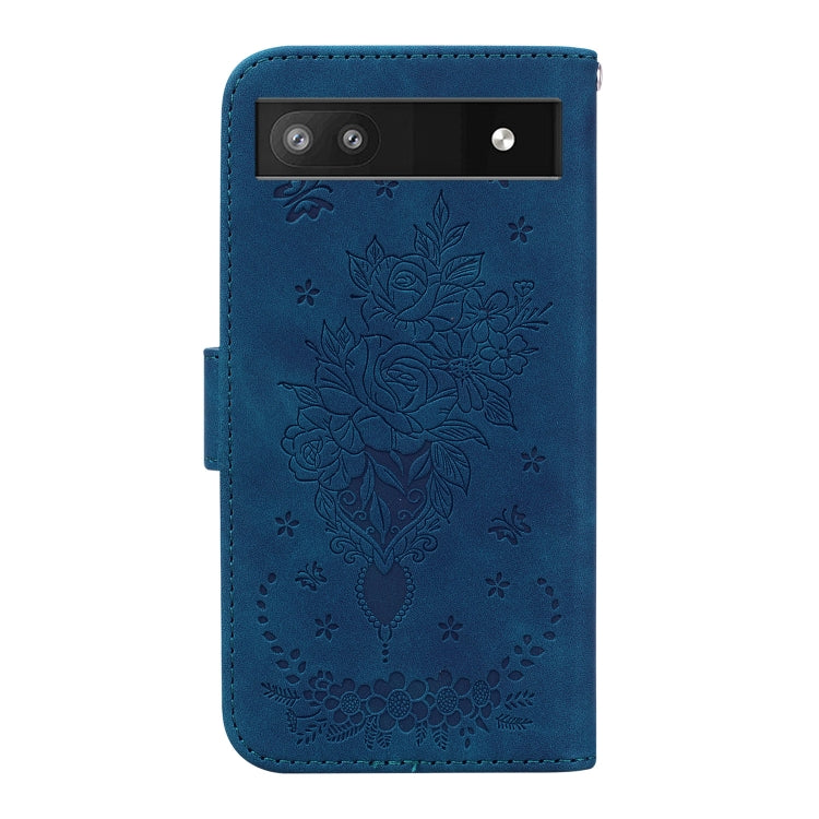 For Google Pixel 6a Butterfly Rose Embossed Leather Phone Case