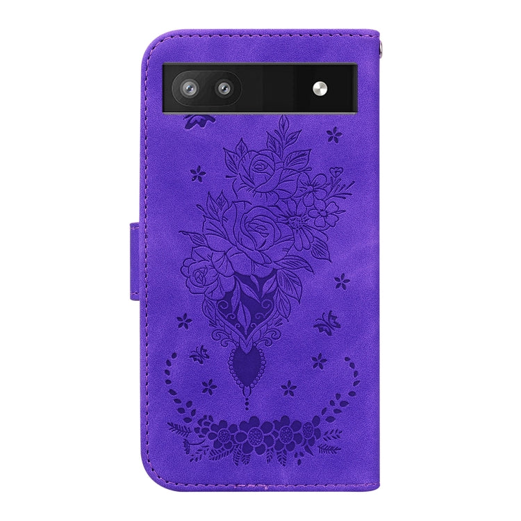 For Google Pixel 6a Butterfly Rose Embossed Leather Phone Case