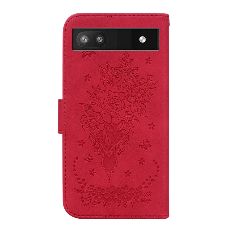For Google Pixel 6a Butterfly Rose Embossed Leather Phone Case