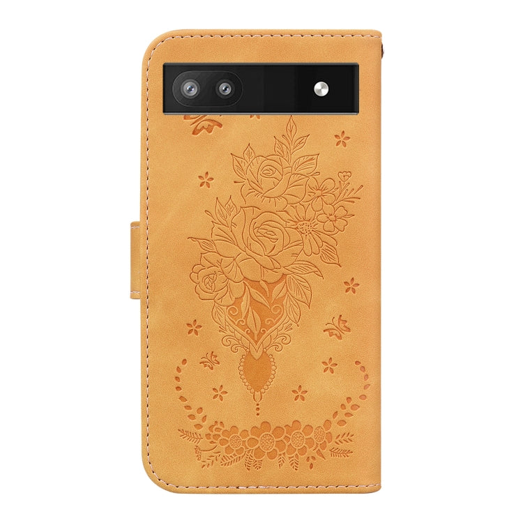 For Google Pixel 6a Butterfly Rose Embossed Leather Phone Case