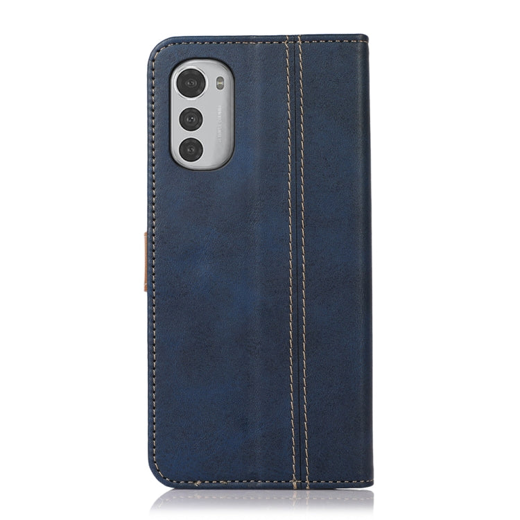 For Motorola Moto E32 4G Stitching Thread Calf Texture Leather Phone Case