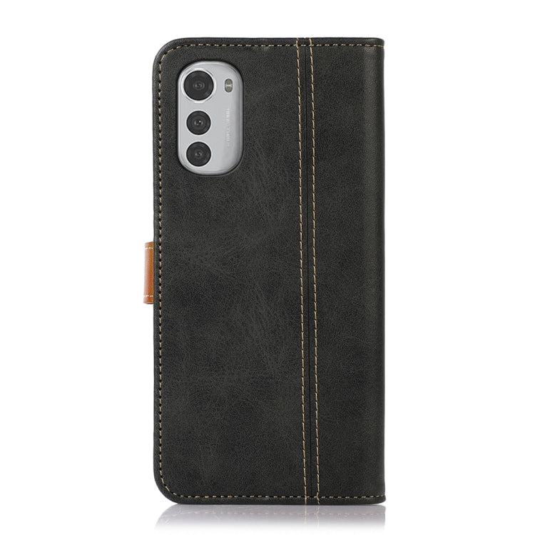 For Motorola Moto E32 4G Stitching Thread Calf Texture Leather Phone Case