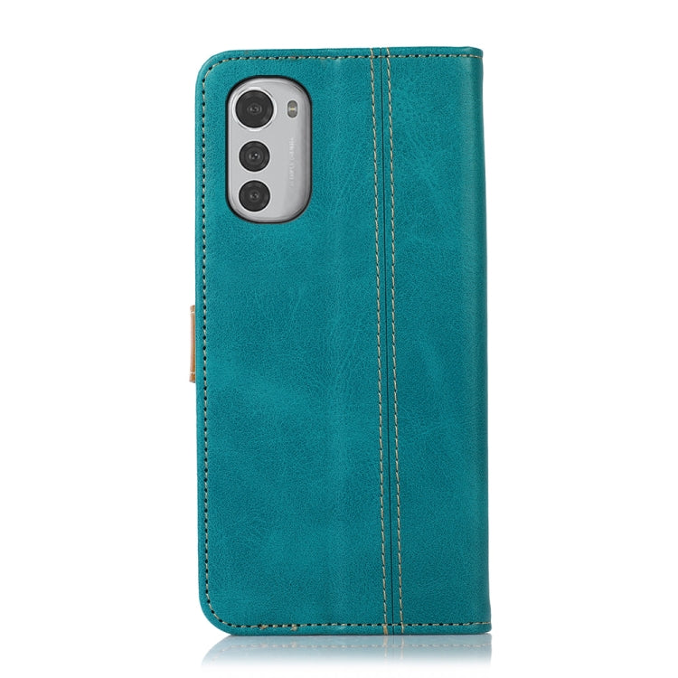 For Motorola Moto E32 4G Stitching Thread Calf Texture Leather Phone Case