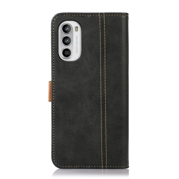For Motorola Moto G52 4G Stitching Thread Calf Texture Leather Phone Case