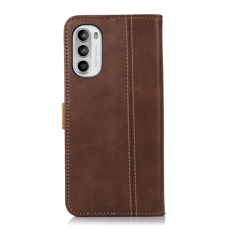 For Motorola Moto G52 4G Stitching Thread Calf Texture Leather Phone Case