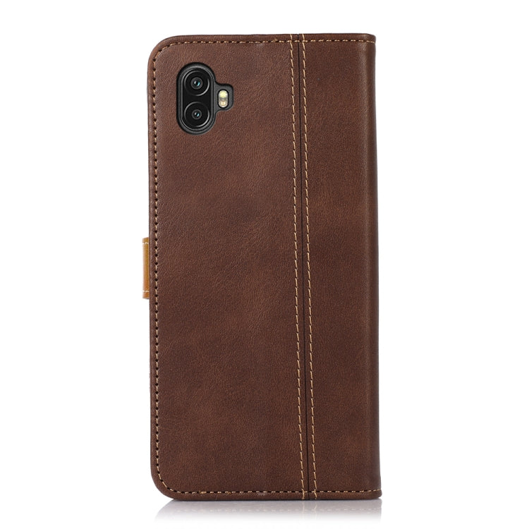 For Samsung Galaxy Xcover6 Pro Stitching Thread Calf Texture Leather Phone Case