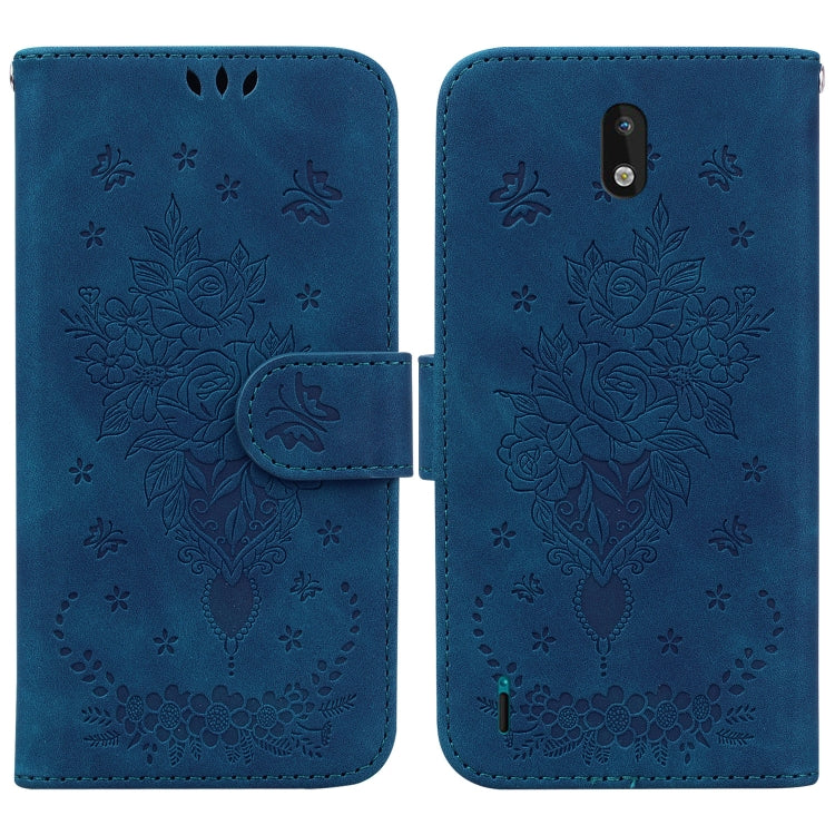 For Nokia 1.3 Butterfly Rose Embossed Leather Phone Case