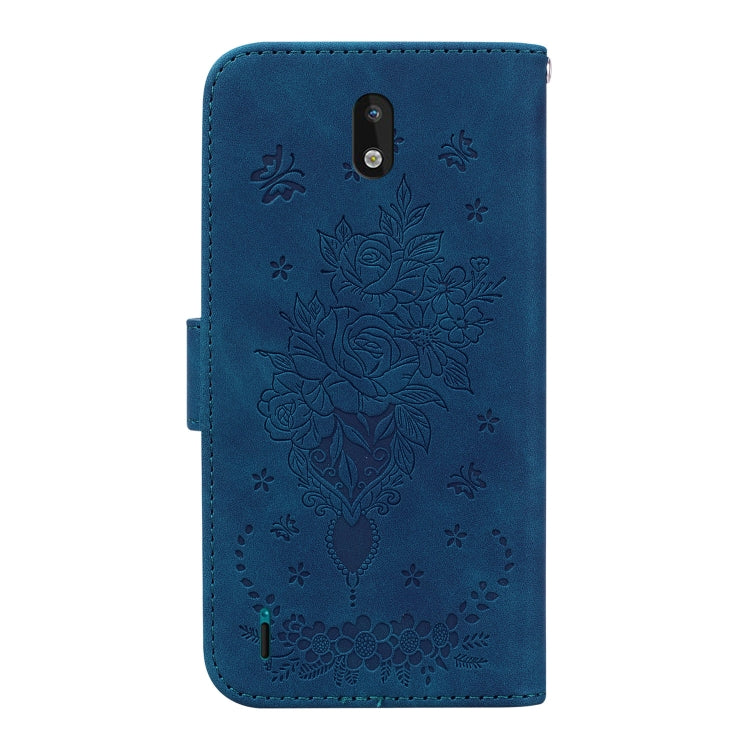 For Nokia 1.3 Butterfly Rose Embossed Leather Phone Case