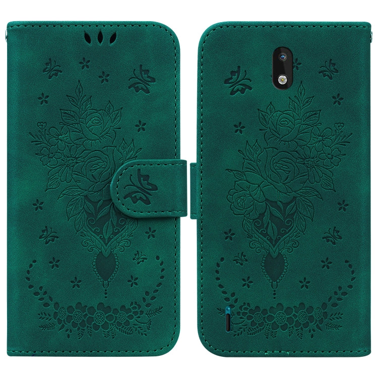 For Nokia 1.3 Butterfly Rose Embossed Leather Phone Case