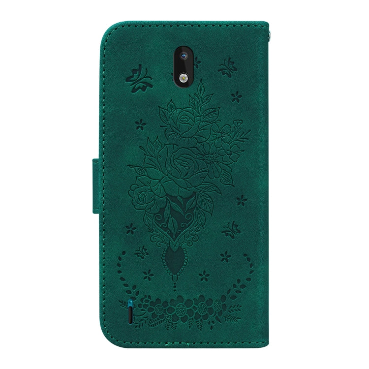 For Nokia 1.3 Butterfly Rose Embossed Leather Phone Case
