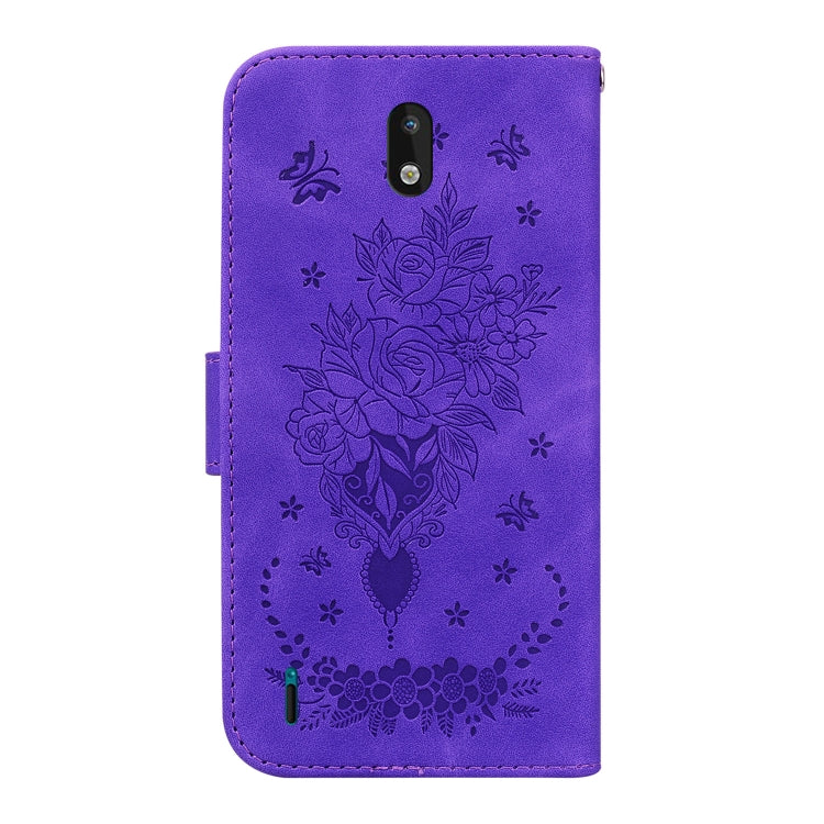 For Nokia 1.3 Butterfly Rose Embossed Leather Phone Case
