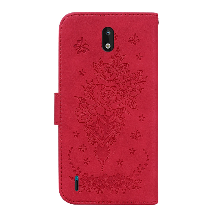 For Nokia 1.3 Butterfly Rose Embossed Leather Phone Case