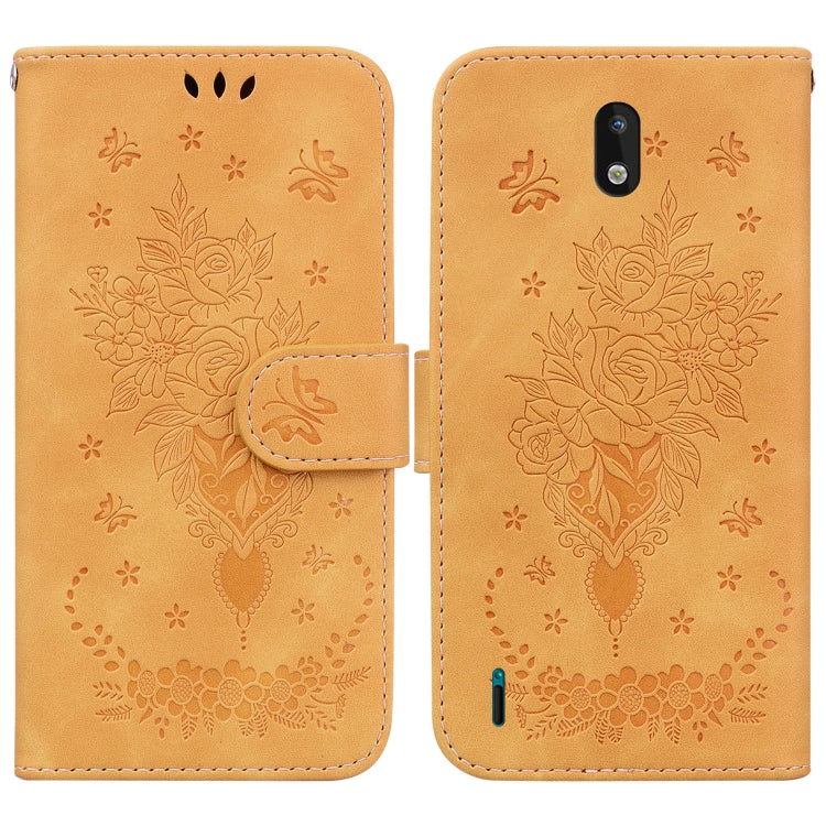 For Nokia 1.3 Butterfly Rose Embossed Leather Phone Case