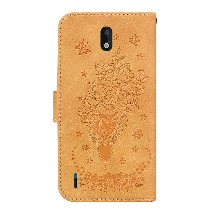 For Nokia 1.3 Butterfly Rose Embossed Leather Phone Case