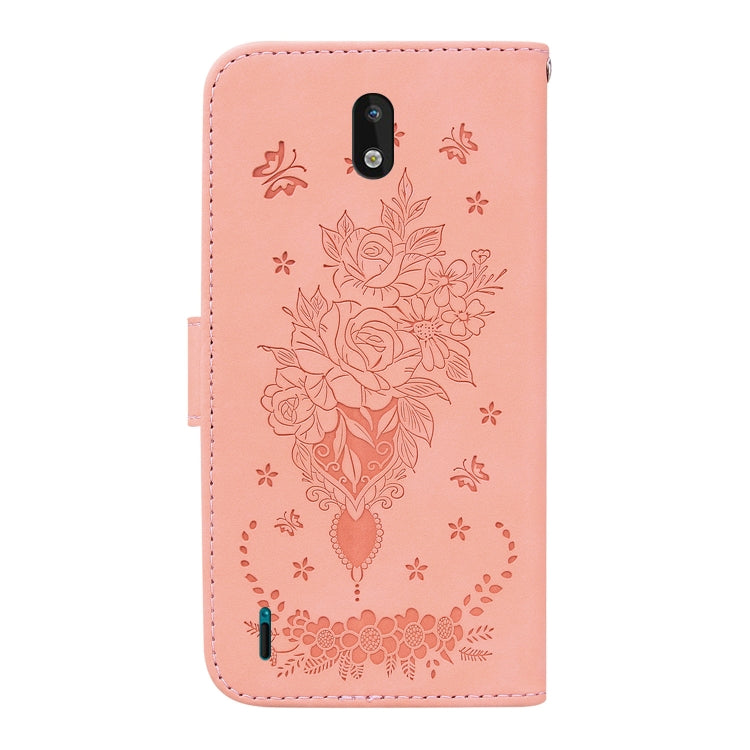 For Nokia 1.3 Butterfly Rose Embossed Leather Phone Case