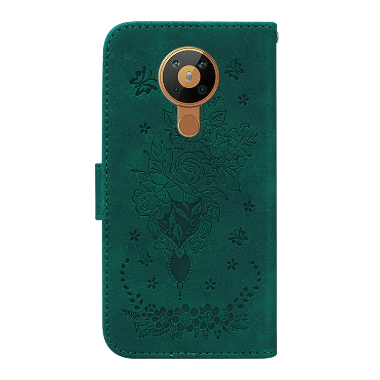 For Nokia 5.3 Butterfly Rose Embossed Leather Phone Case