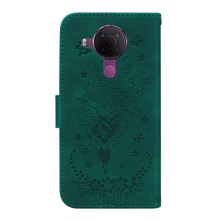 For Nokia 5.4 Butterfly Rose Embossed Leather Phone Case
