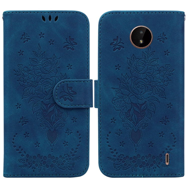 For Nokia C20 / C10 Butterfly Rose Embossed Leather Phone Case