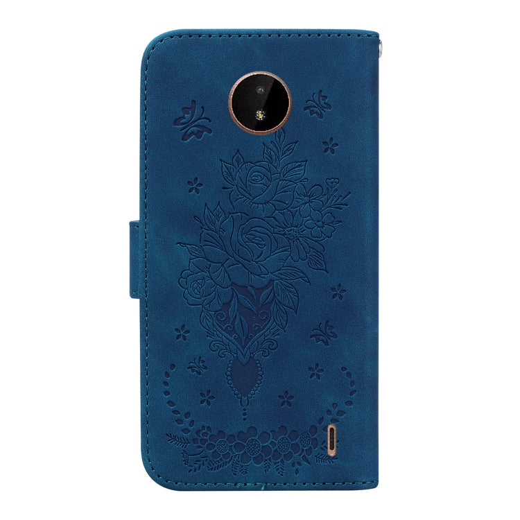 For Nokia C20 / C10 Butterfly Rose Embossed Leather Phone Case