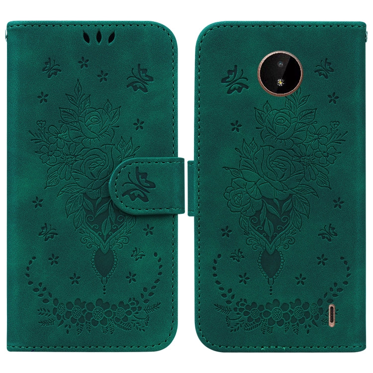 For Nokia C20 / C10 Butterfly Rose Embossed Leather Phone Case
