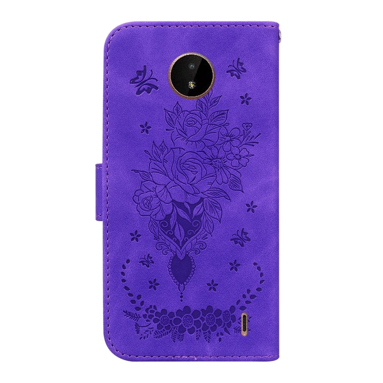 For Nokia C20 / C10 Butterfly Rose Embossed Leather Phone Case