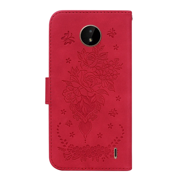 For Nokia C20 / C10 Butterfly Rose Embossed Leather Phone Case