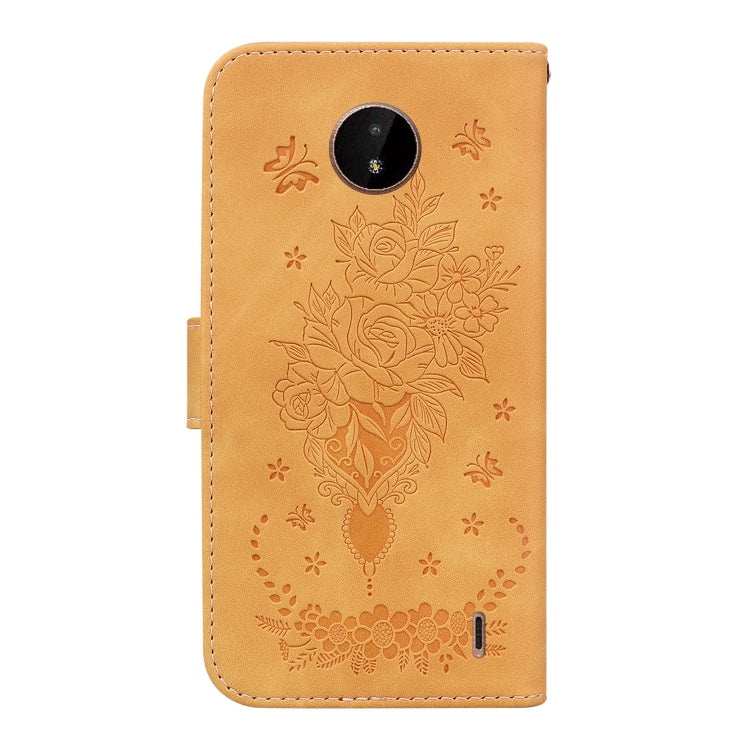 For Nokia C20 / C10 Butterfly Rose Embossed Leather Phone Case