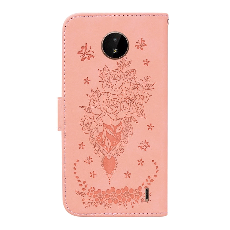 For Nokia C20 / C10 Butterfly Rose Embossed Leather Phone Case