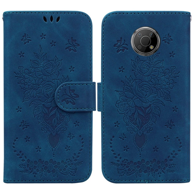 For Nokia G300 Butterfly Rose Embossed Leather Phone Case