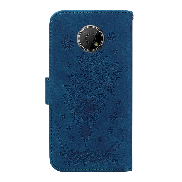 For Nokia G300 Butterfly Rose Embossed Leather Phone Case