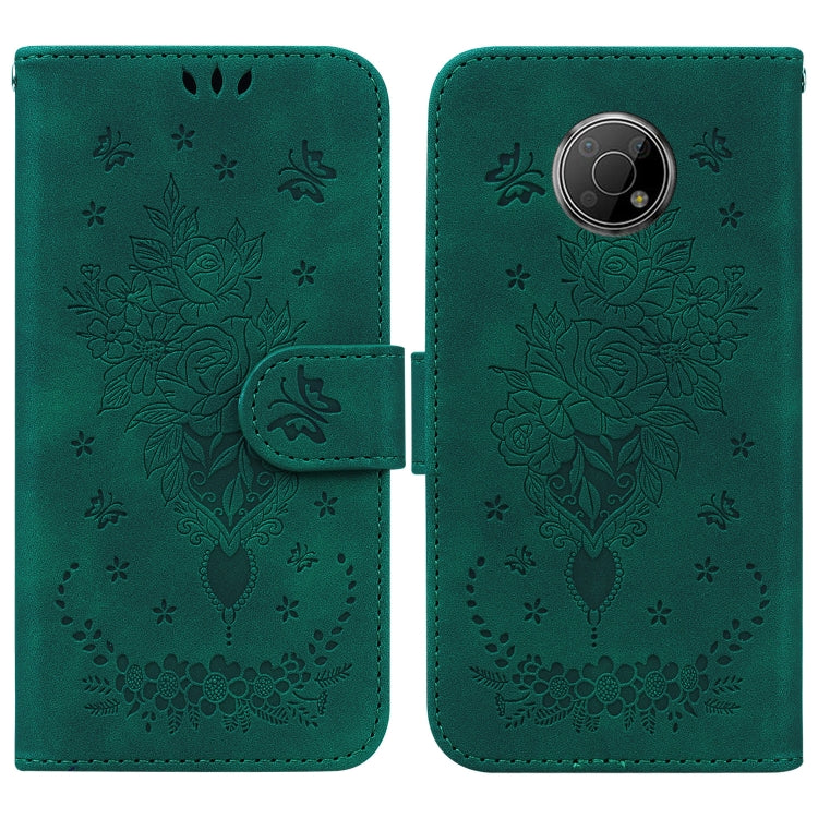 For Nokia G300 Butterfly Rose Embossed Leather Phone Case