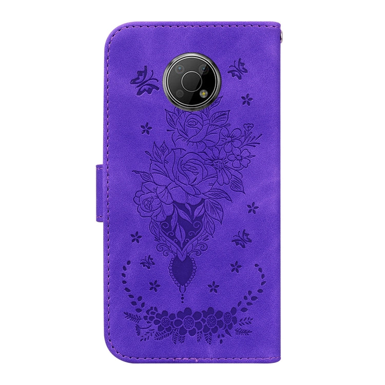 For Nokia G300 Butterfly Rose Embossed Leather Phone Case