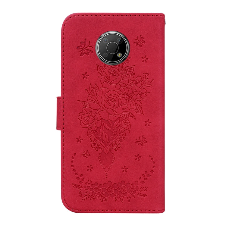 For Nokia G300 Butterfly Rose Embossed Leather Phone Case