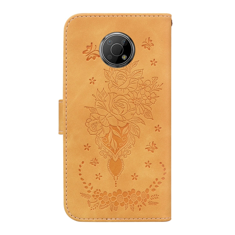 For Nokia G300 Butterfly Rose Embossed Leather Phone Case