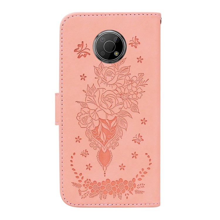 For Nokia G300 Butterfly Rose Embossed Leather Phone Case