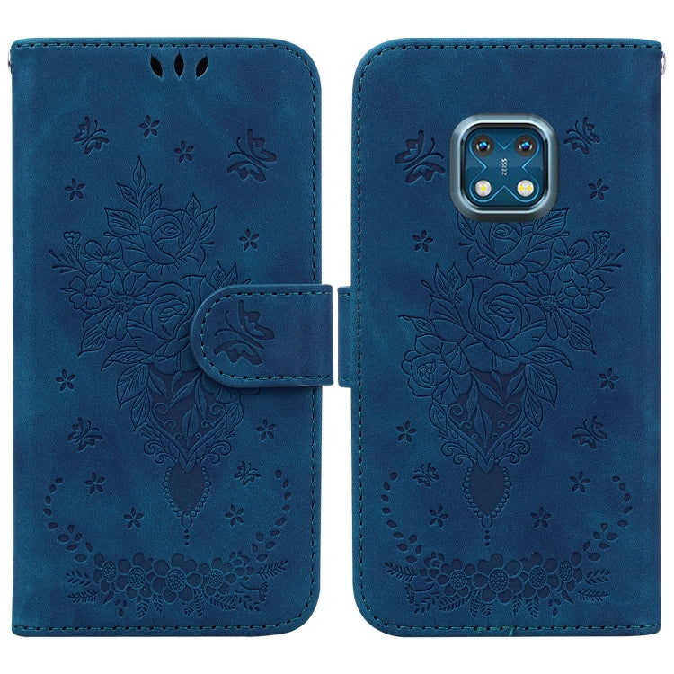 For Nokia XR20 Butterfly Rose Embossed Leather Phone Case