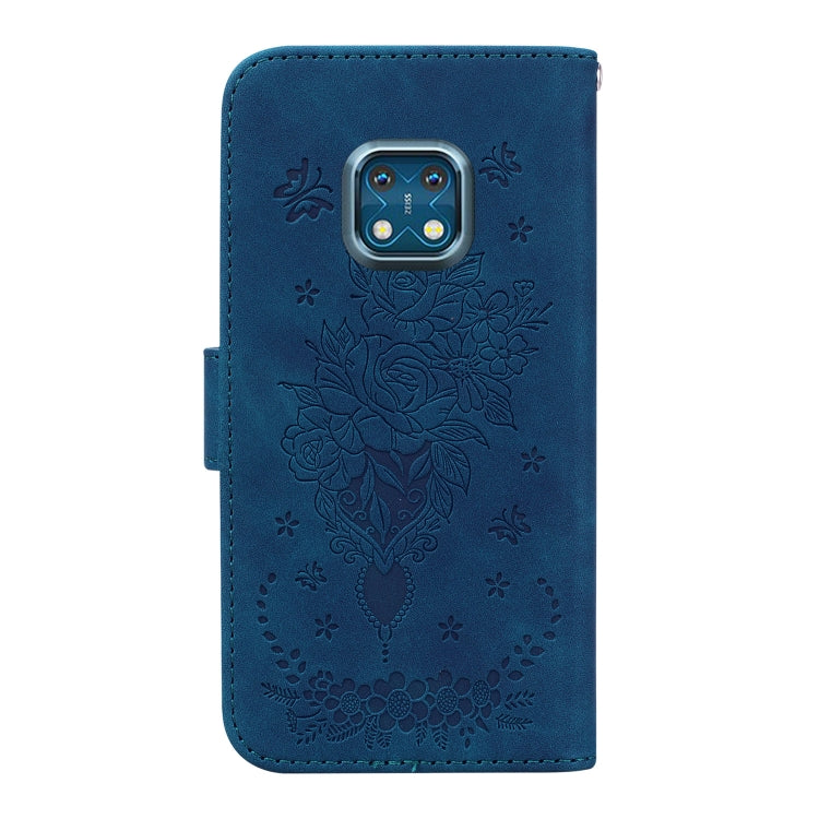 For Nokia XR20 Butterfly Rose Embossed Leather Phone Case