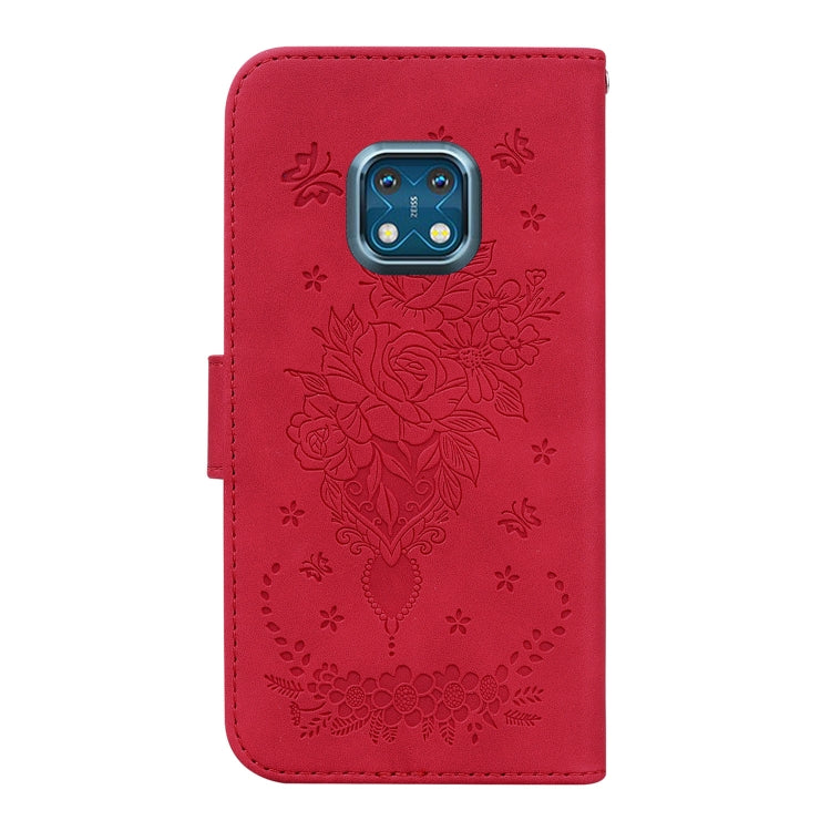 For Nokia XR20 Butterfly Rose Embossed Leather Phone Case