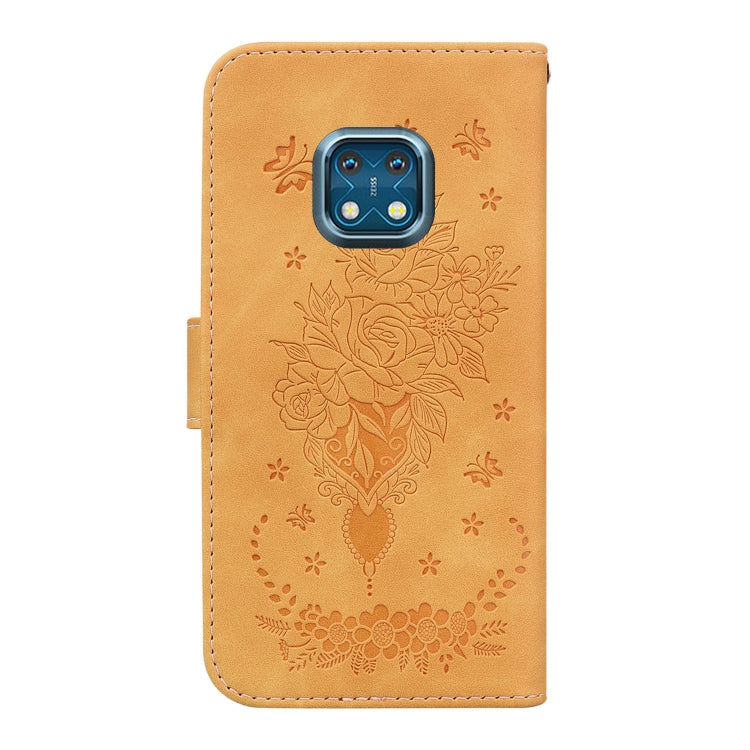 For Nokia XR20 Butterfly Rose Embossed Leather Phone Case