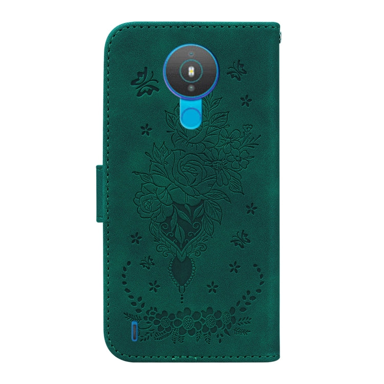 For Nokia 1.4 Butterfly Rose Embossed Leather Phone Case