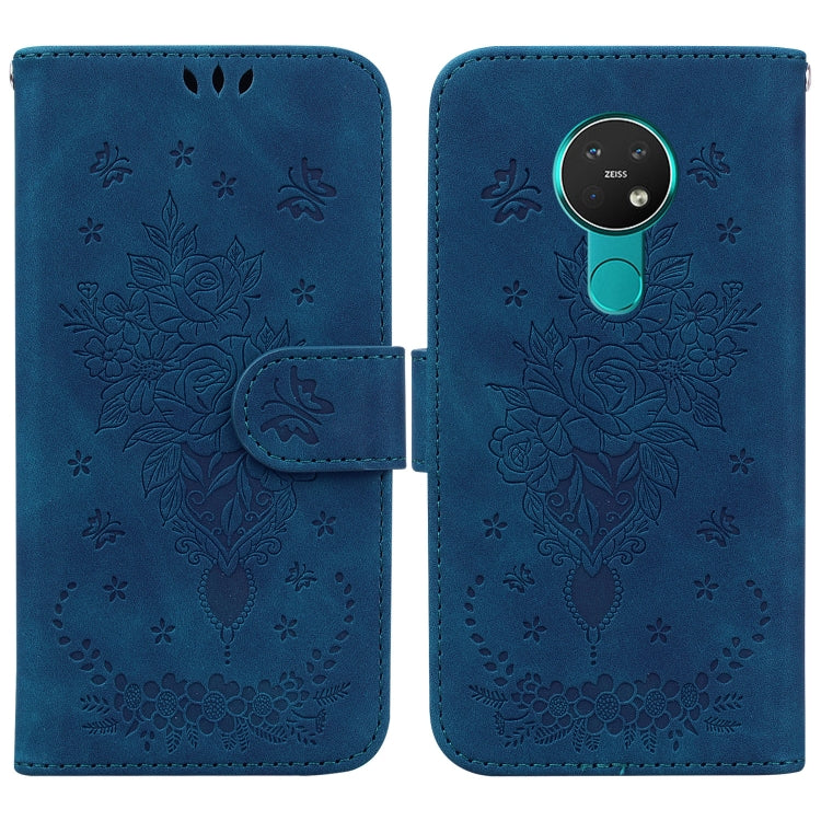 For Nokia 6.2 / 7.2 Butterfly Rose Embossed Leather Phone Case
