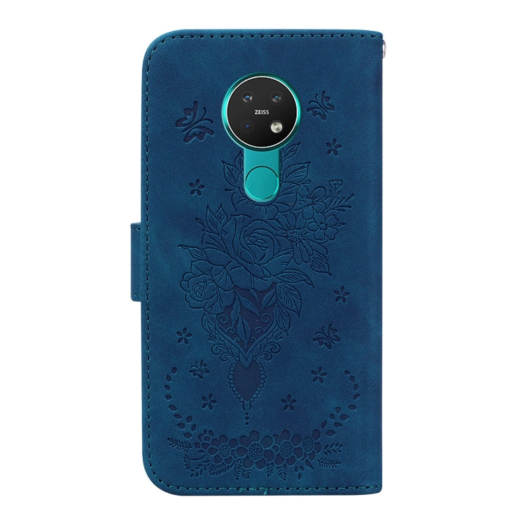 For Nokia 6.2 / 7.2 Butterfly Rose Embossed Leather Phone Case