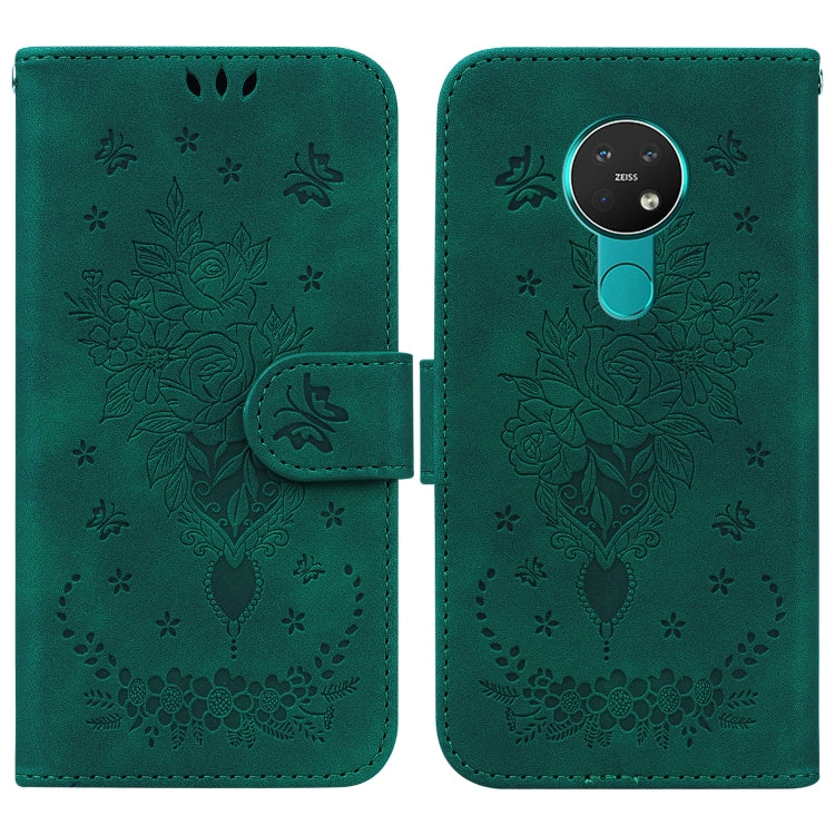 For Nokia 6.2 / 7.2 Butterfly Rose Embossed Leather Phone Case